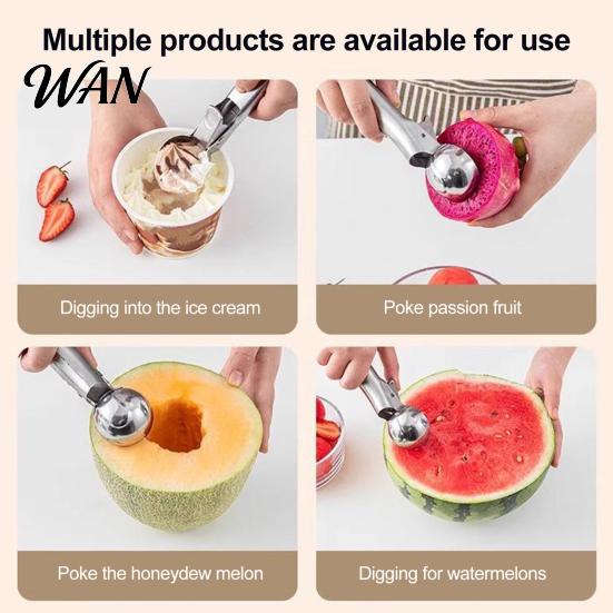 Plating Utensil Ice Cream Fruit Scoop, Stainless Steel Scooper with Trigger Non-Slip Handle, Dessert Spoon Heavy Duty Metal Scoop for Balls