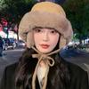 Keep Warm Winter Plush Bucket Hat with Earmuff Women Fisherman Cap Ear Protection Hat  Girls