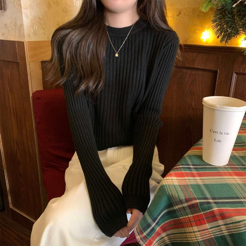 Женский вязаный свитер с открытыми плечами, мягкий и восковой на ощупь, осенне-зимний стиль, приталенный, тонкий, внутренний топ с длинными рукавами