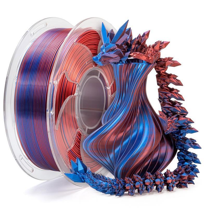 1 кг PLA-пластик для 3D-печати, шелковистый, радужный, 1,75 мм, блестящий, разноцветный, с быстрой сменой цвета, допуск +/- 0,03 мм, катушка 1 кг