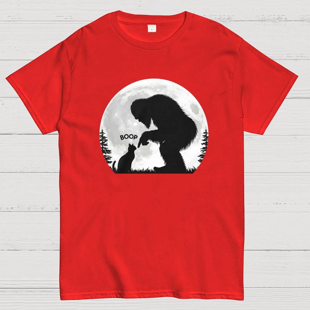 Fun Hand Boop Nose Bigfoot Cat Cotton Summer Casual Cool Loose T-Shirt
