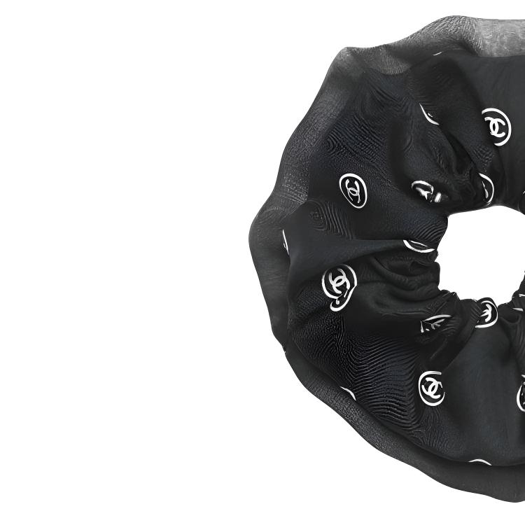 Chanel Logo Hair Tie Women Hair Accessories Black White AAB536-B22431-U4550