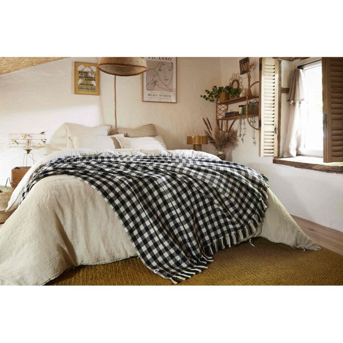 Dyed Woven Fringed Bedspread "Gabriel" 240 X 260 Cm