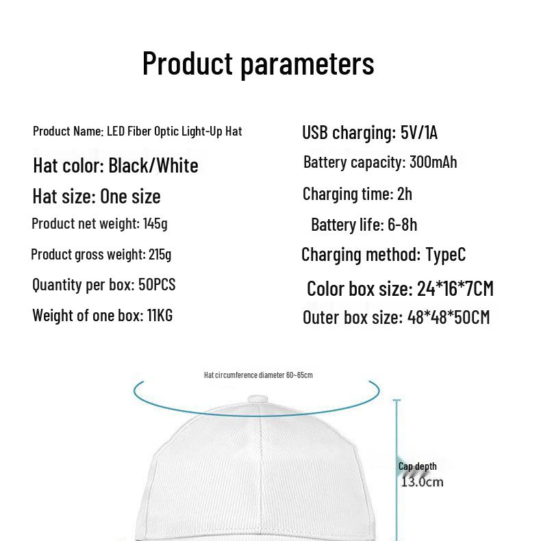 Многоцветная светодиодная оптоволоконная светящаяся шляпа для вечеринки, козырек, бейсболка, рождественский подарок