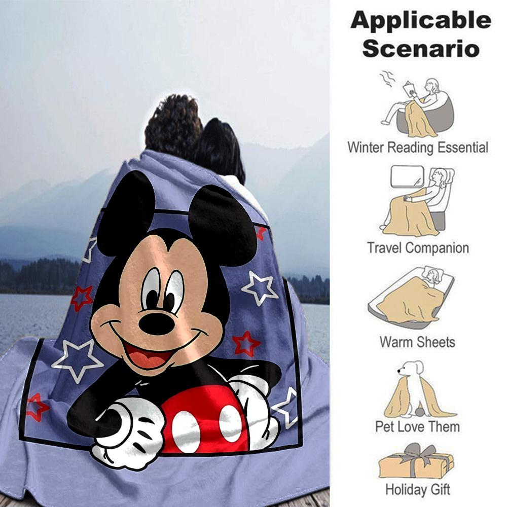 Mickey Mouse Adventure Flannel Blanket Super Soft Warm Cozy Blanket For Sofa Bed Office Travel Allseason Home Decor Gift
