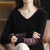 Свитер для женщин Осень Зима Утепленный Теплый Вязаный Эластичный С длинным рукавом V-образный вырез Топы