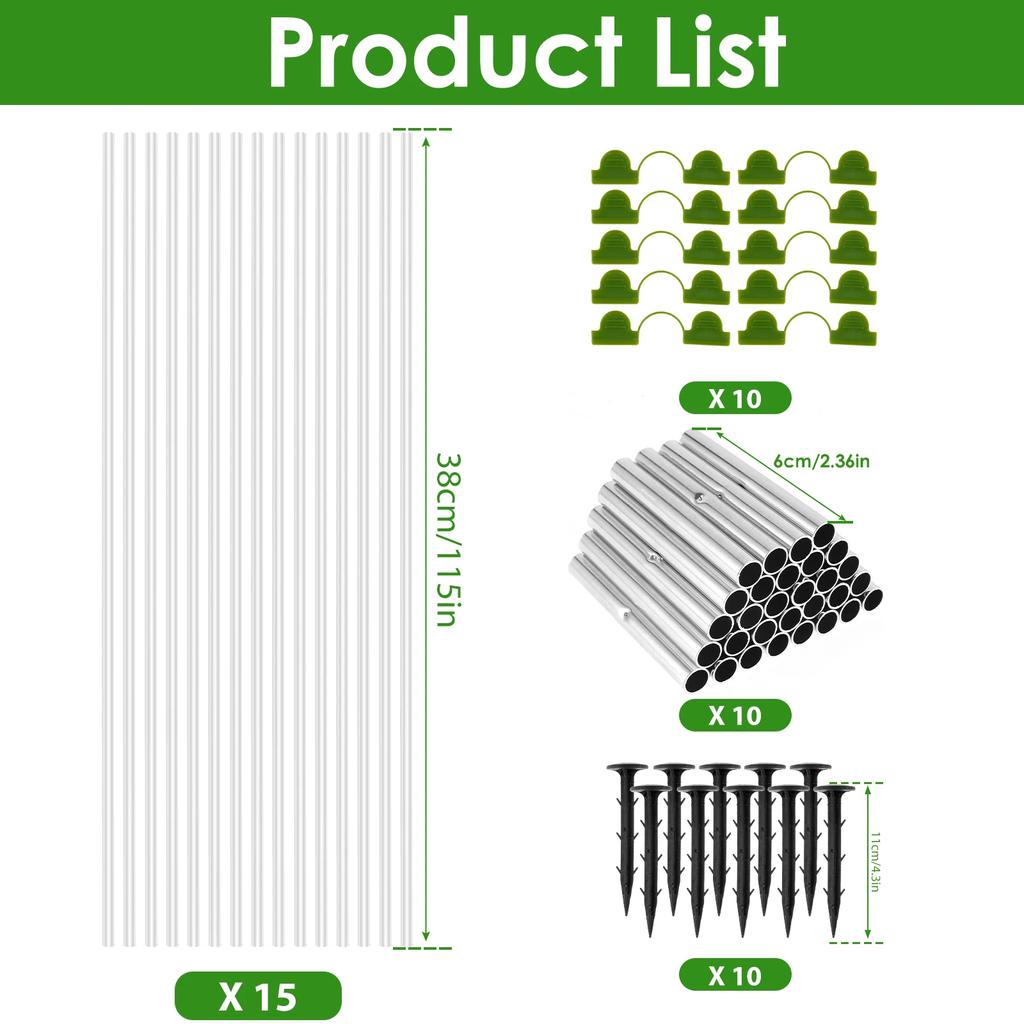 15/30 шт. Набор обручей для теплицы, многоразовый, гибкий, из стекловолокна, набор для выращивания с защитной сеткой, садовый туннель для растений, арочный кронштейн для сарая