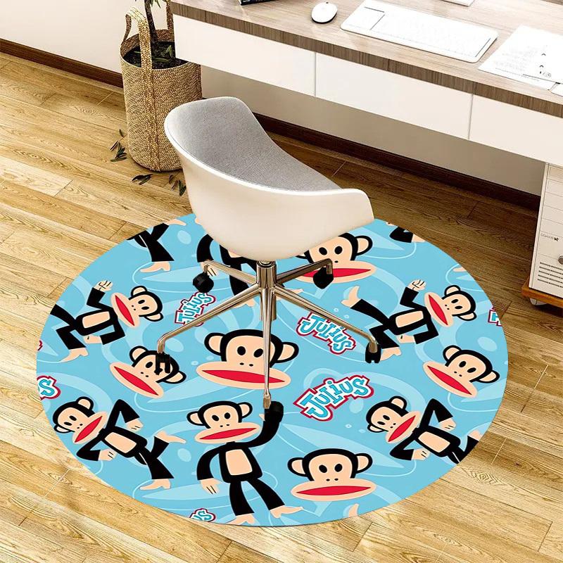 1 шт. Круглый ковер с рисунком обезьянки Джулиус от Paul Frank, Изготовлен из полиэстера, Идеально подходит для украшения офисных кресел, гостиных fplt147