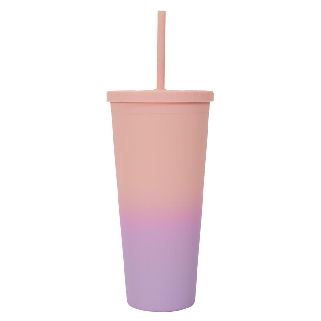 Tie-Dye Pp 700 Ml Orange-Pink Straw Cup