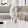3D Printed Lion Sculpture Sculpture, Black & White Animal Statue Figurines with Desktop Decoration Textured Mane, Minimalist Desk Decor for