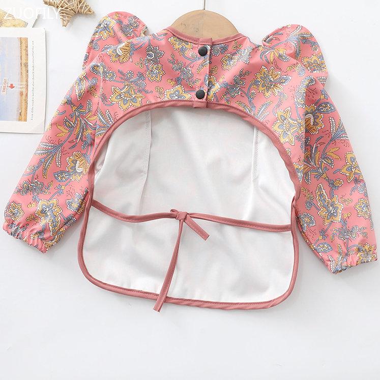 Baby Soft Waterproof Bib Little Boy Girl Painting Smock Child Meal Eating Apron with Long Sleeves Kid Adjustable Feeding Bibs