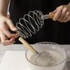Wood Handle Spring Egg Whisk Stainless Steel Egg Mixer Kitchen Supplies Spiral Egg Beater  Butter