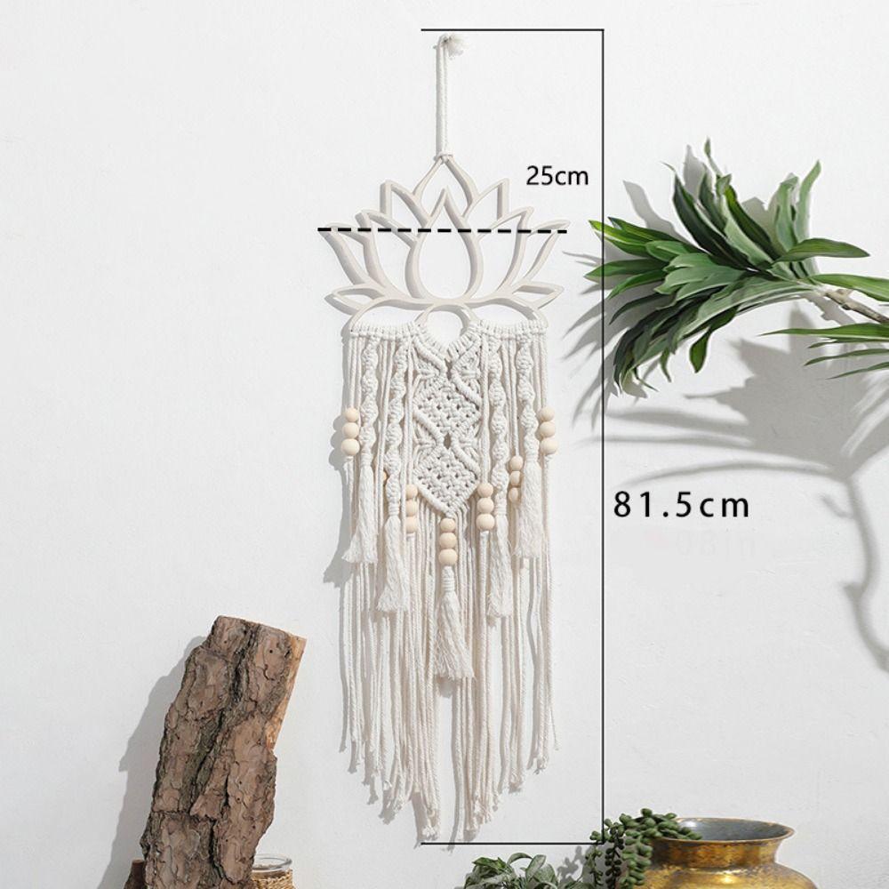 Cotton Thread Lotus Woven Tapestry Reusable Wall Pendant Boho Wall Hanging Decor  Bedroom