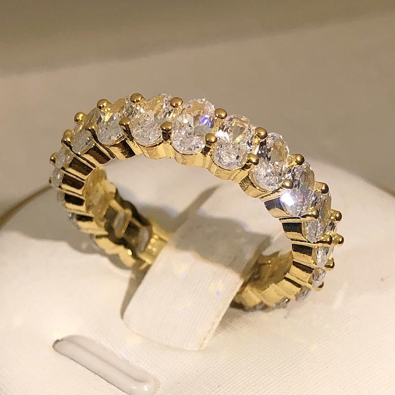 Роскошные очаровательные обручальные кольца с овальными кристаллами для женщин, ювелирные изделия из стерлингового серебра 925 пробы, обручальное кольцо с блестящим цирконием Cz