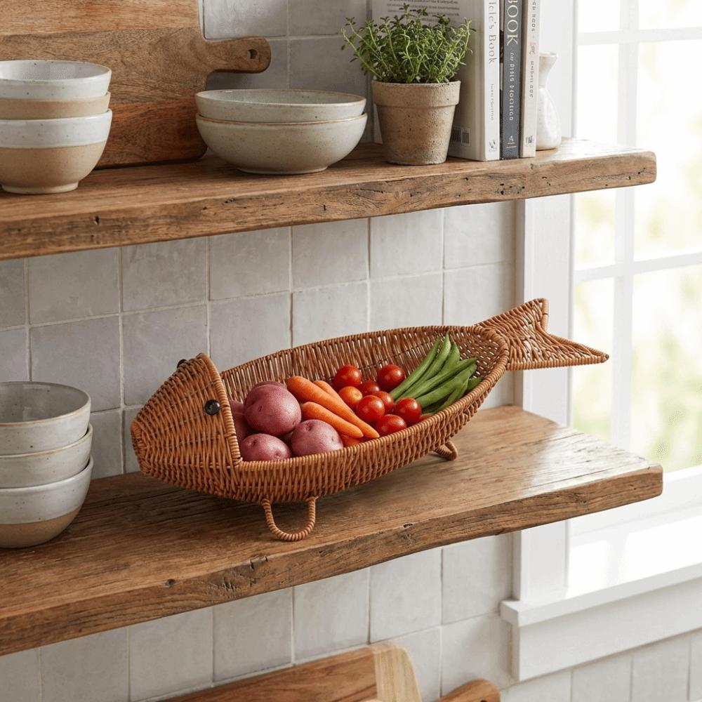 Plastic Snack Fruit Plate Wear-resistant Drain Basket Fruit Platter Hand Woven Fruit Basket Hotel