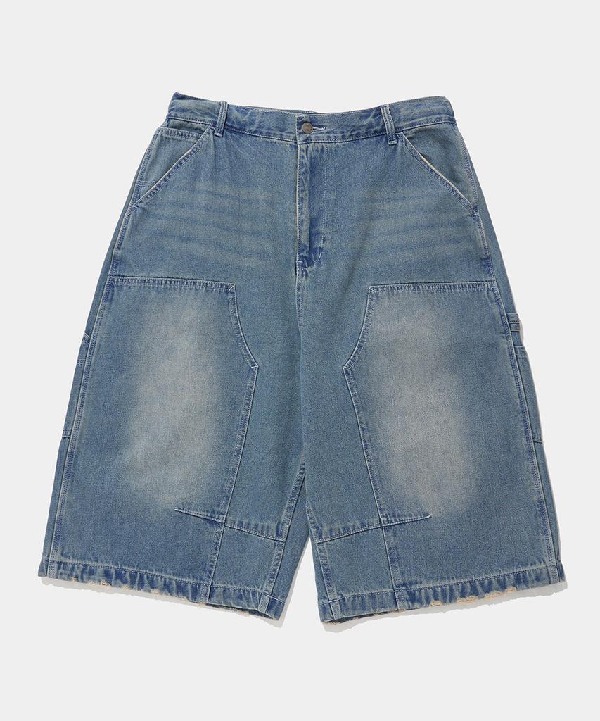 COLUMBIA UNIVERSITY Utility Double-Knee Denim Bermuda Shorts Pants_Light Jean