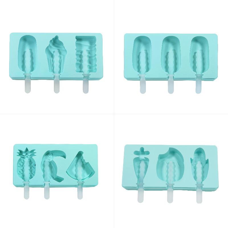 Silicone Ice Cream Mold Maker 4 Holes Popsicle Cube Chocolate Tray Molds Gem Mould Valentine's Day Gift Diamond Baking Tools
