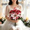 Decorative Plants for Planters Artificial Poinsettia Flowers, Christmas Fake Floral Berry Centerpiece, Fade-Resistant Dieffenbachia Red And White Home
