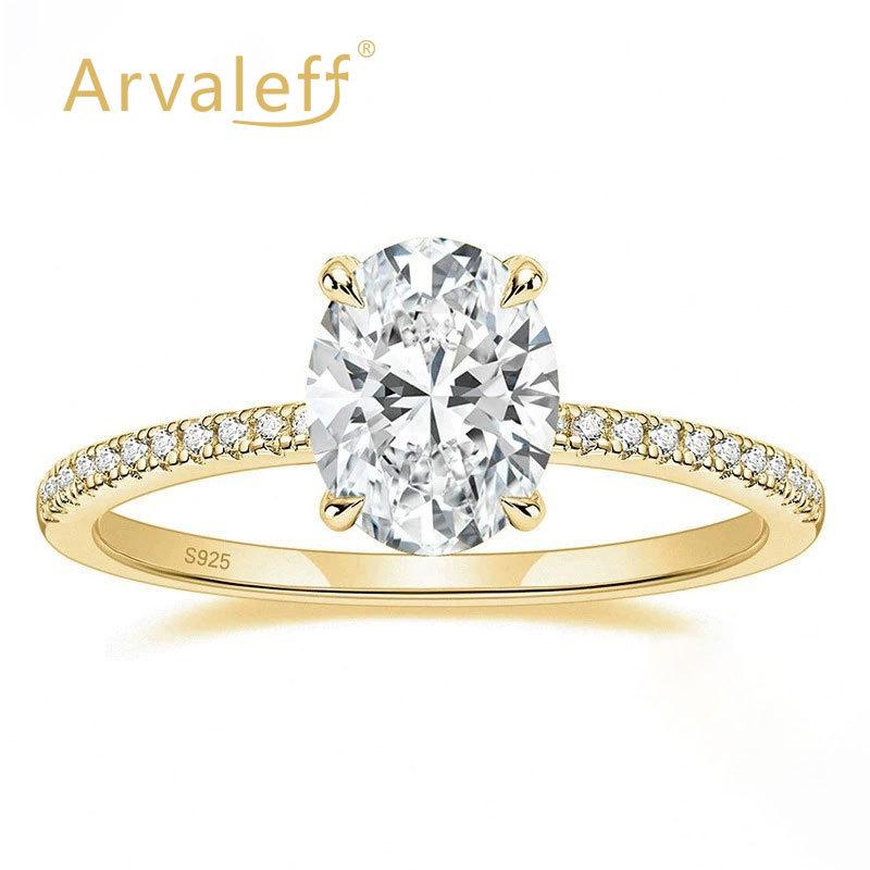 Кольцо Arvaleff S952 серебряное с бриллиантом 3 карата 'голубиное яйцо' и овальным кубическим цирконием 8х10 мм - европейский и американский стиль