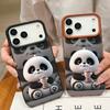 Чехол с рисунком панды, пьющей молочный чай, для iPhone 17 Pro Max Funda iPhone 16 Pro Max 15 14 13 12 11 Air 16E Силиконовый чехол с кожаной текстурой