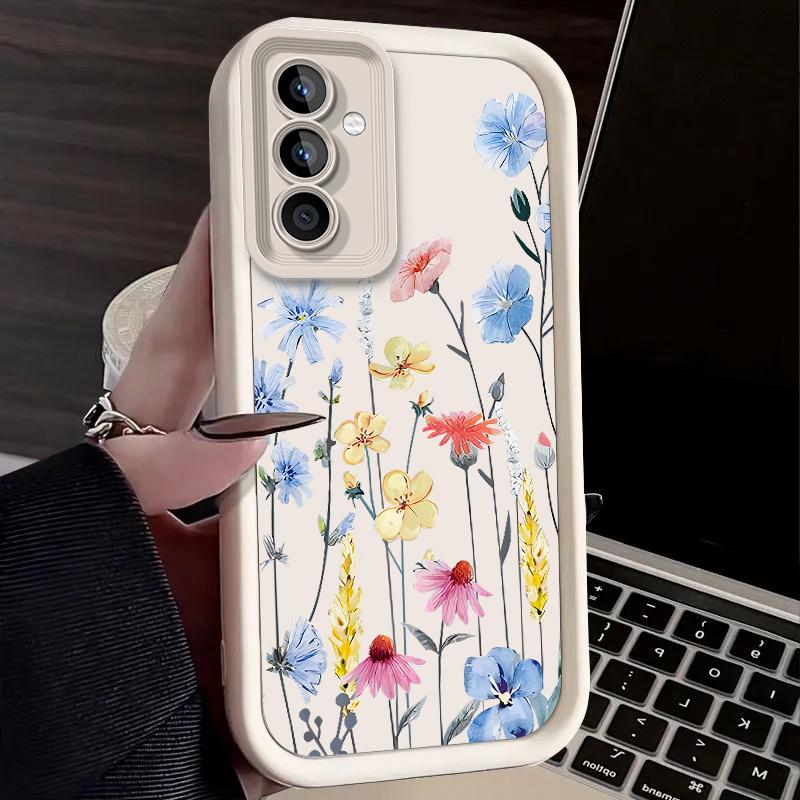 Романтичный чехол с цветочным принтом для Samsung Galaxy S25 Ultra Plus S24 S23 S22 S21 S20 FE A73 A72 A71 A56 A55 A54 5G A52 A52S 4G