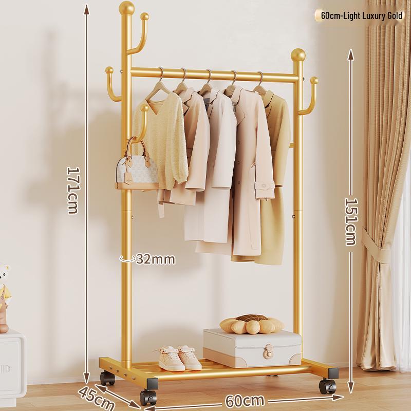 Mobile Floor-Standing Clothes Rack for Bedroom, Balcony, and Dorm – Indoor Hanging and Drying Solution.