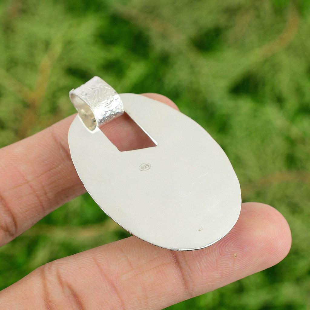 925 Sterling Silver Octagon Rose Quartz Rough Gemstone Anniversary Wife Pendant