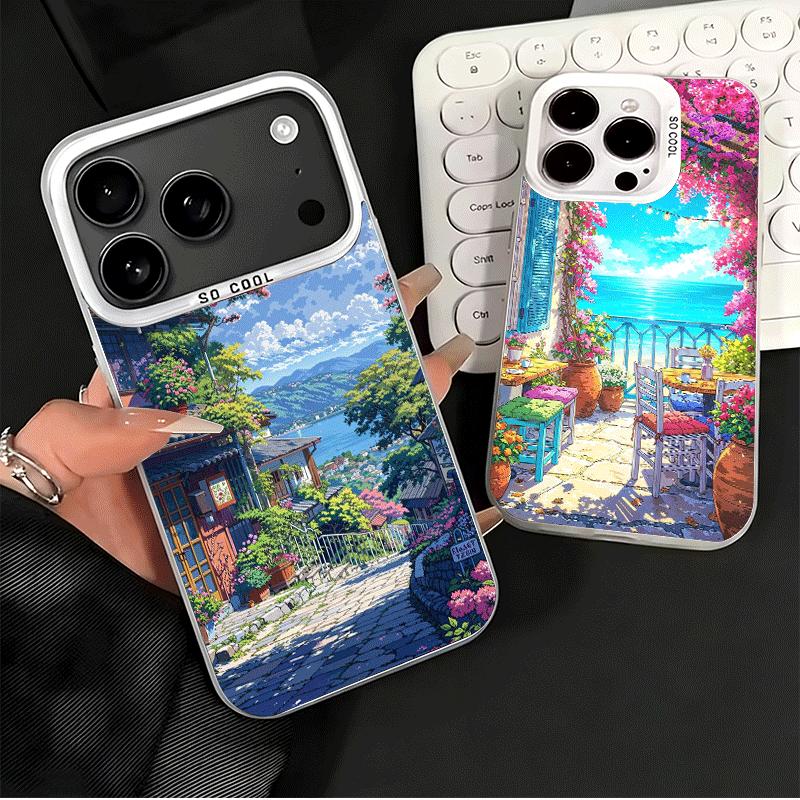 Эстетичный аниме-пейзаж Ударопрочный чехол для телефона для iPhone 17 Air 16 16E 15 Pro Max 14 Plus 13 Mini 12 Задняя крышка Противоударные Fundas