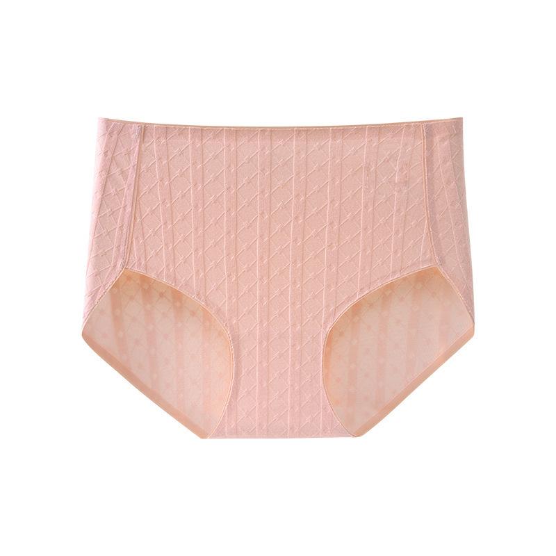 Women's Spring and Summer Cotton 7A Antibacterial Extended Crotch Non Marked Belly High Waist Triangle Briefs