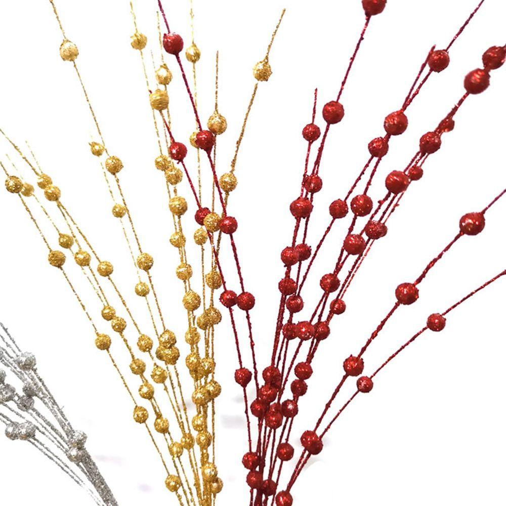 Simulation Home Decoration Glitter Artificial Flower Powder Berries Artificial Glitter Berry Stem Christmas Decoration