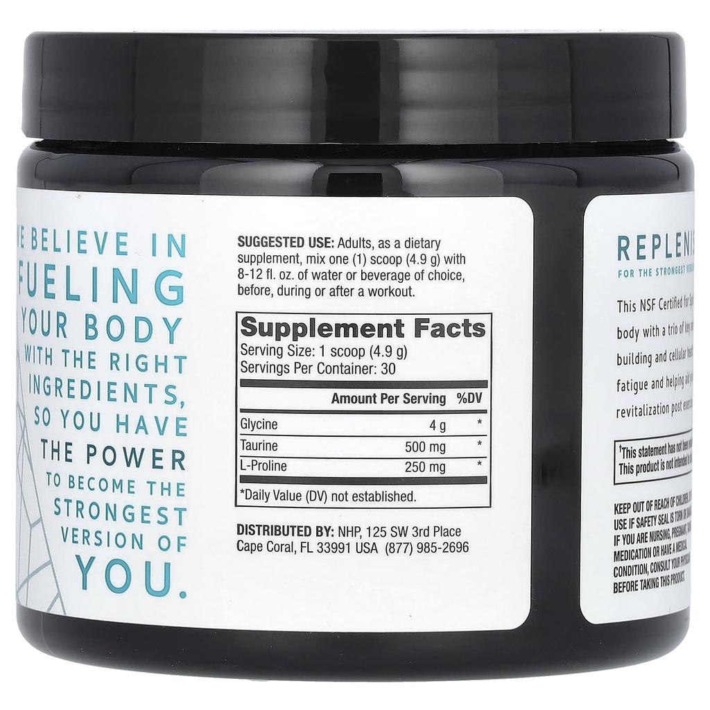 Dr. Mercola, Pure Powder, Glycine + Taurine + L-Proline, Unflavored, 147G(5.2Oz)