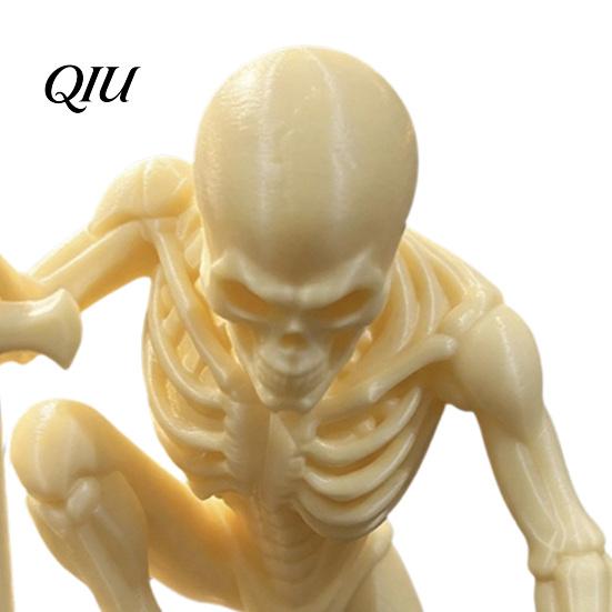Immortal Style Collectibles 3D Printed Skeleton Figurine with Swords, Creative Desktop Ornament, Halloween Table Decorations Swords Statue for