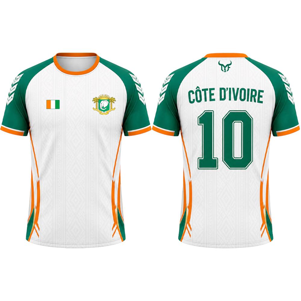 New Cote D'Ivoire Flag Print Jersey T-shirt Men's Sports Gym Quick-Drying Soccer Tee Unisex Casual O-neck Short-sleeved Tops
