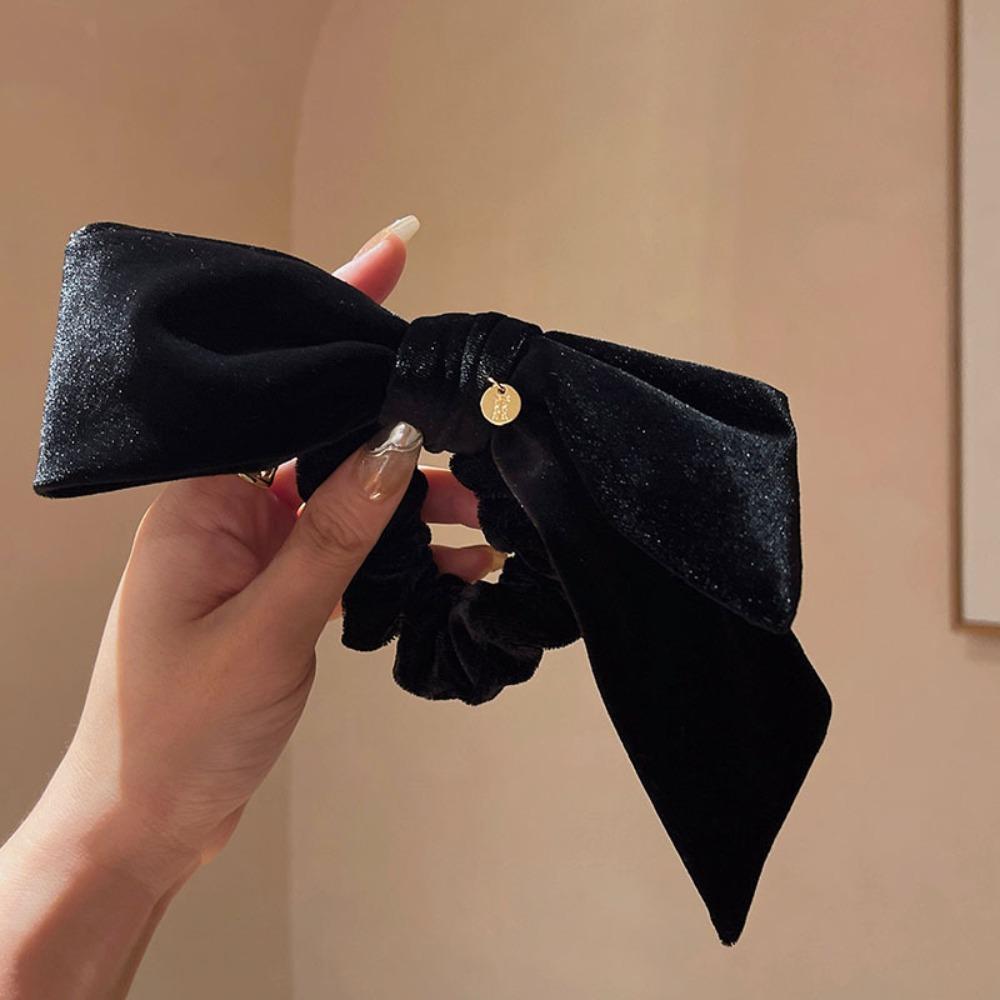 Милые бархатные резинки для волос с бантом во французском стиле, большие жгуты для волос, женские резинки для волос, аксессуары для волос