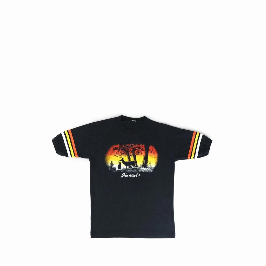 Винтажная футболка Minnesota Ringer 1980-х годов VTG 80S MN ГРАФИКА ДЕРЕВЬЯ МНОГОЦВЕТНАЯ