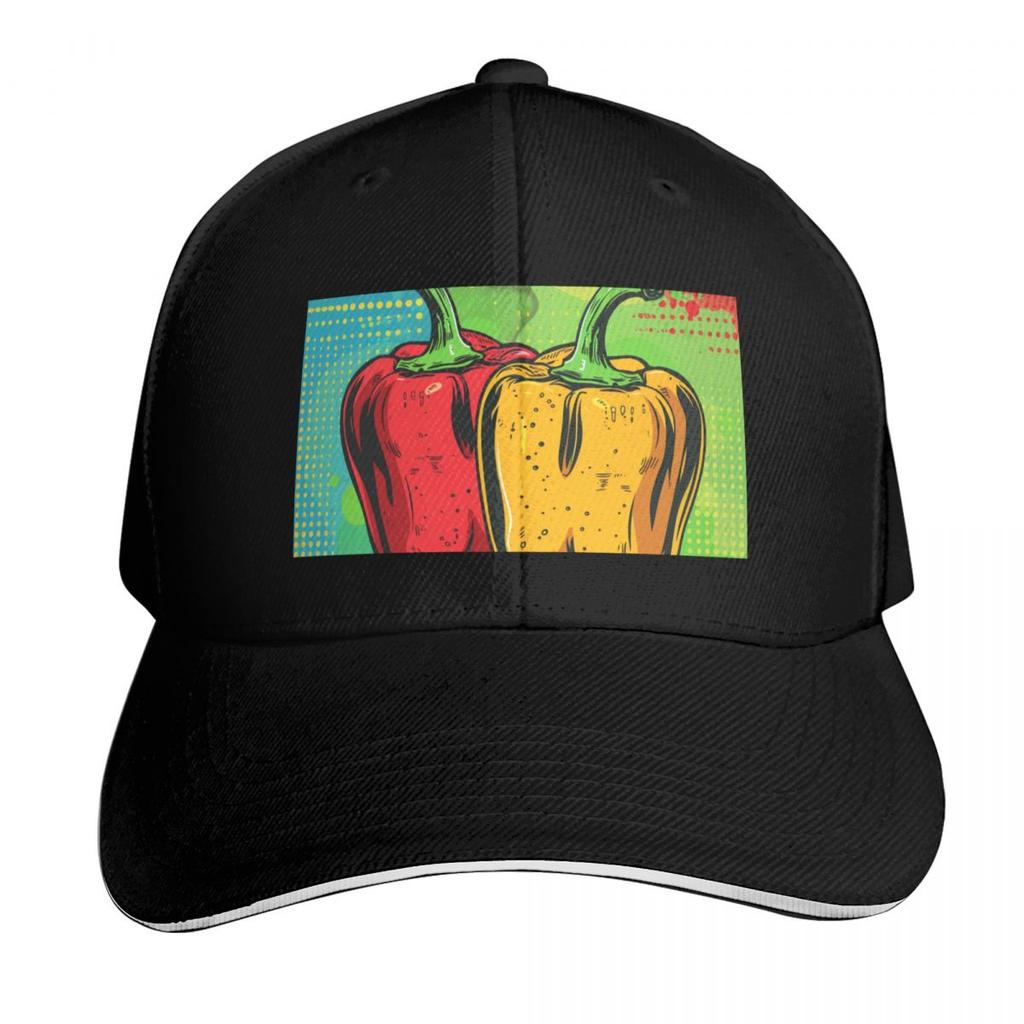 Capsicum Pop Art 2 Baseball Cap Contrast Two Tone Brim Snapback Flat Bill Strapback Dad Hat