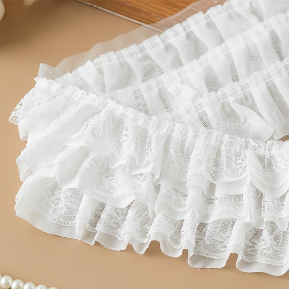 13CM Wide Embroidered Ruffle Trim White Black Lace Fabric Triming New Ruffled Lace Trims DIY Dress