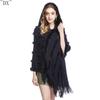 DX~~ Fall/Winter New Knitted Hooded Cape Shawl Monochrome Pullover Cape Knit Hooded Large Shawl