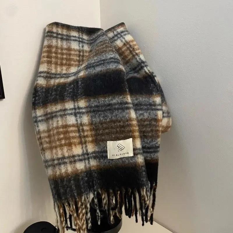 New Maillard High End Plaid Student Scarf Couple Shawl Retro Plaid Same Style Men's Scarf