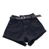 2026 Women's High Waist A-Line Denim Shorts: Slimming, Versatile, Wide Leg, Rolled Hem, Korean Style.