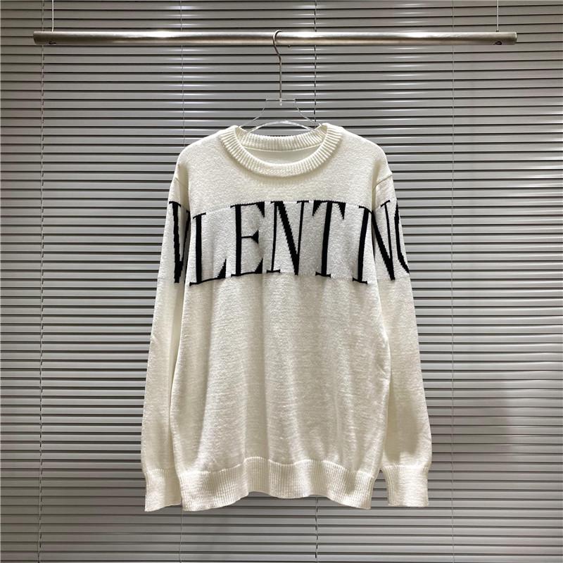VT Valentino Унисекс вязаный свитер: 25 стилей, Свободный крой, Круглый вырез, Жаккардовый логотип-буква на груди.