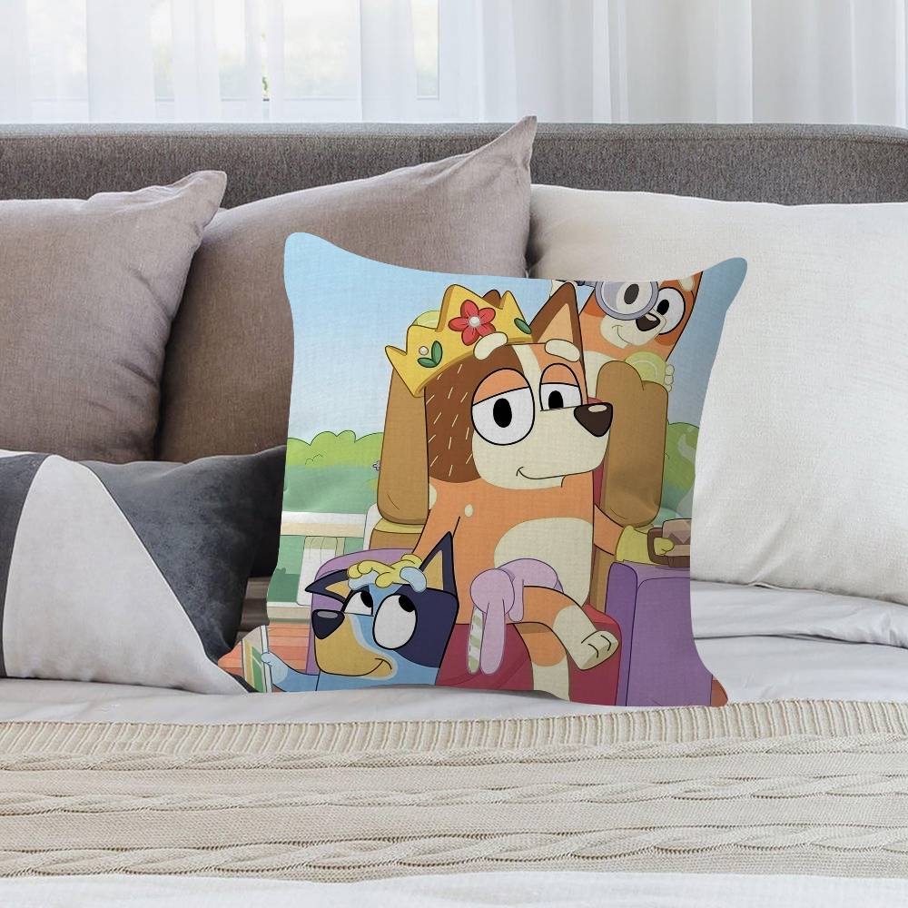 Cute B-Bluey Cartoon Cool Pillow Cover For Bedroom Room And Living Room Sofa Decorative Cushion Cover