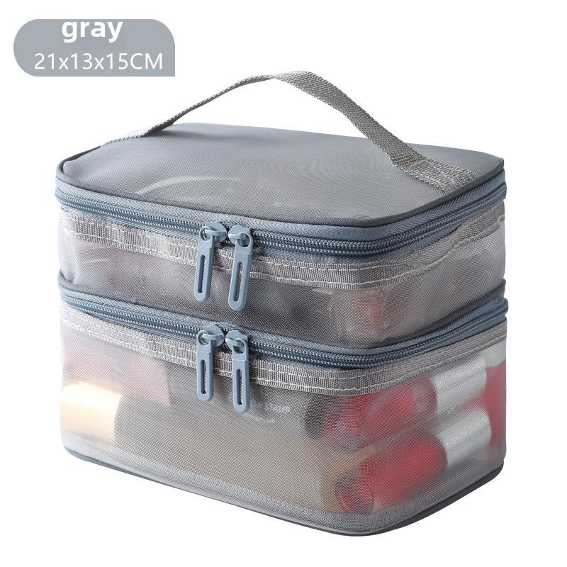 2024 Женский двухслойный сетчатый органайзер для косметики и туалетных принадлежностей – Большая вместимость, портативный
