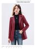 Sanpowa Women's Fall Windproof Lapel PU Leather Jacket