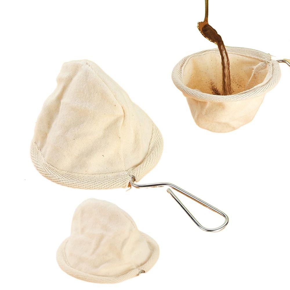 Flannel Cloth Coffee Filter Strainers Stainless Steel Handle Coffee Sock Filter Home
