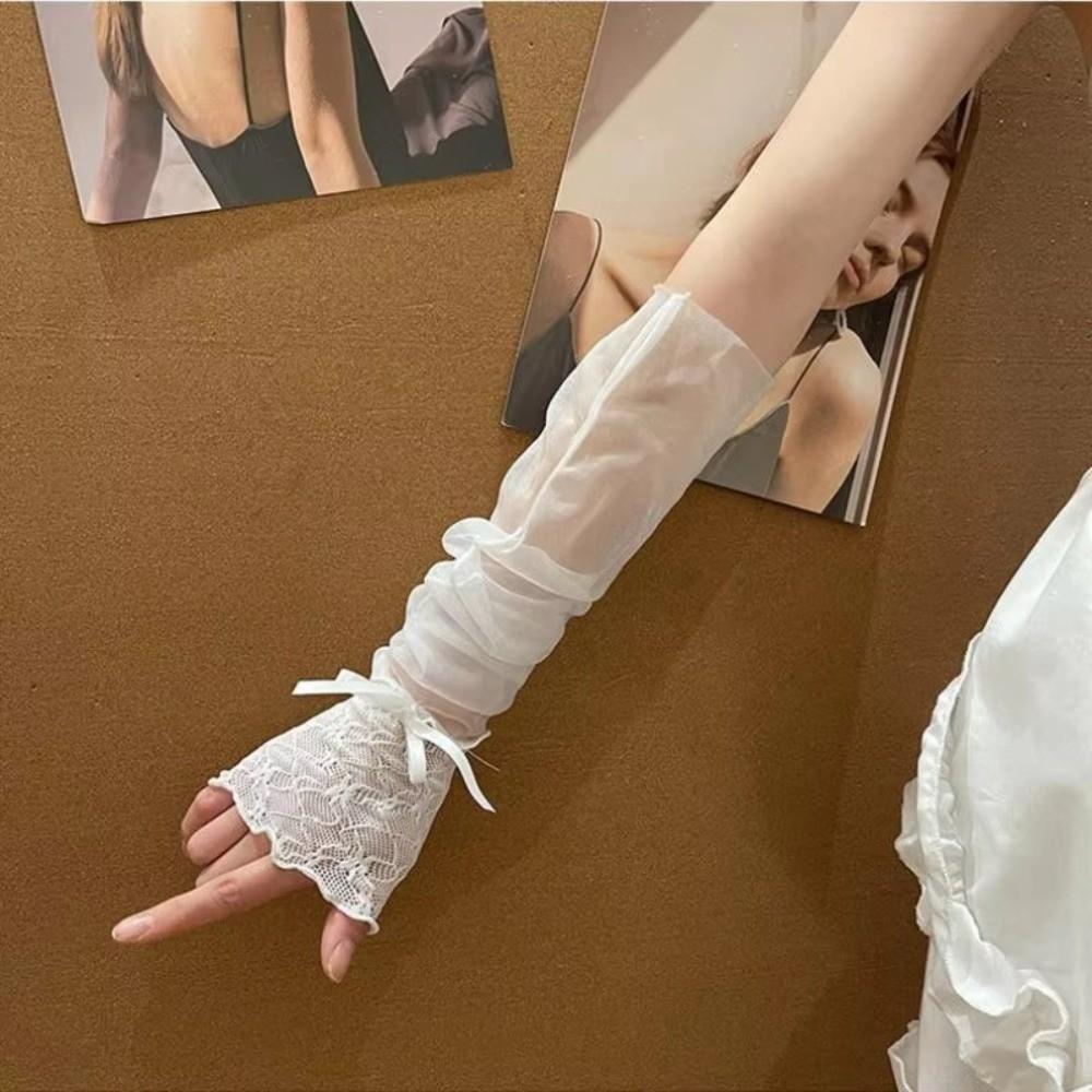 Sheer Fingerless Gloves Lace Ruffle Lolita Gloves Harajuku Mesh Gloves