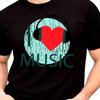 I Love Music Headphones Heart Audio DJ Sound Beat Musician Top Graphic T-Shirt