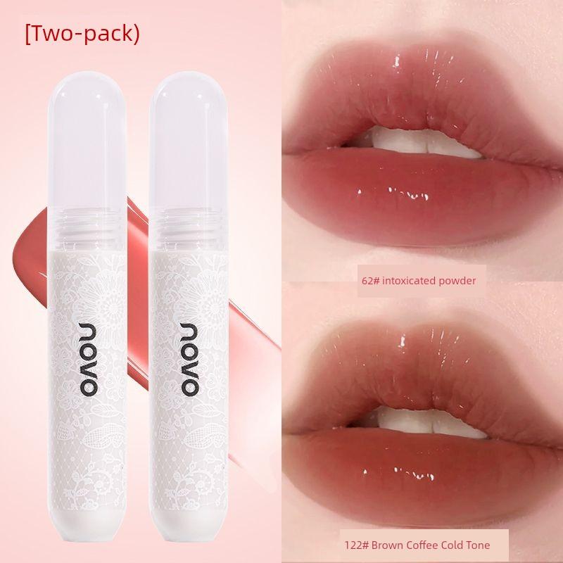 Novo Water Light Mirror Lip Lacquer Moisturizing Longlasting Lip Gloss Pure Desire Fake Plain Makeup Nude Lipstick Female Glass Lip
