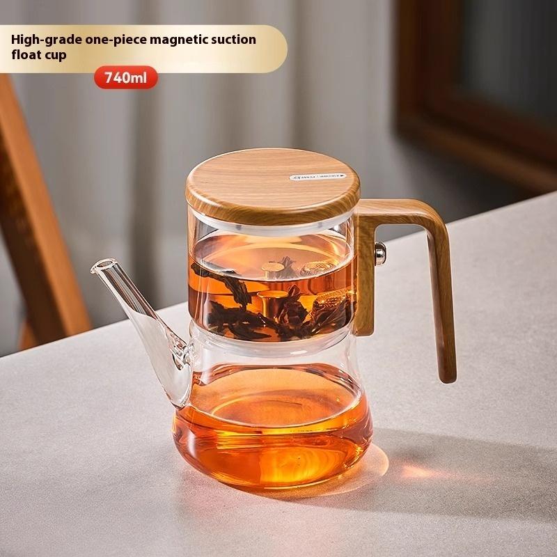 Главная Новый чайник с магнитной присоской Floaty Cup Новый термостойкий стеклянный чайник с магнитной бомбой для разделения воды Чайный набор