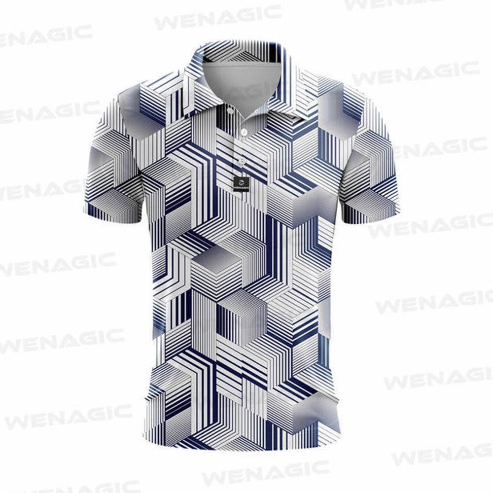 Golf polo shirt diamond pattern polo shirt summer short sleeve t-shirt quick drying breathable